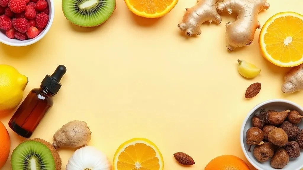 Aliments riches en vitamines, zinc et champignons pour soutenir l’immunité